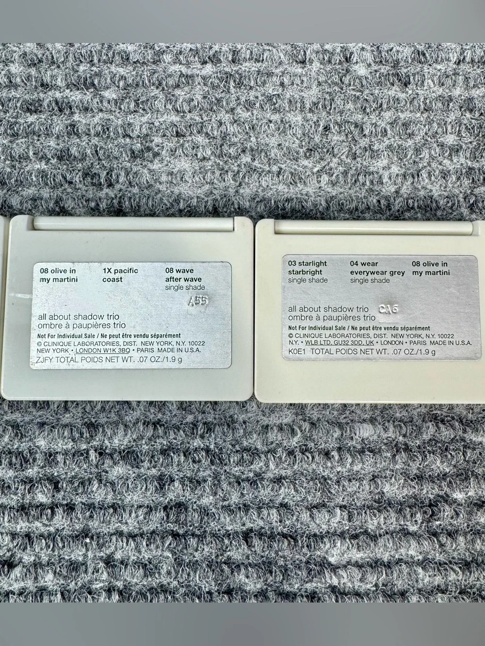 Clinique All About Eye Shadow Trio lot of 3 olive in- wave-starlight-graphite